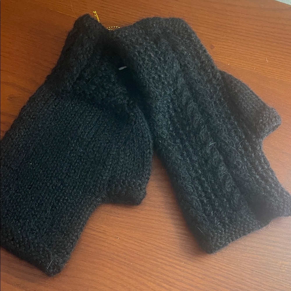 Black alpaca  Knit Fingerless Gloves